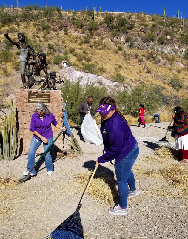 Cleaning Tohono O'odham Family Monument